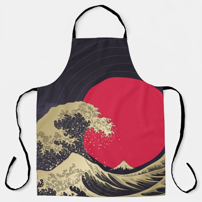 "Great Wave of kanagawa". Hokusai, Japanese wave i Apron (Front)