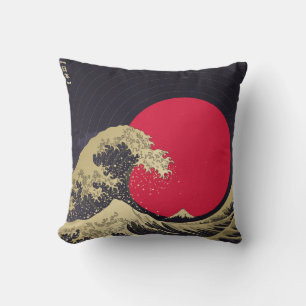 "Great Wave of kanagawa". Hokusai, Japanese wave i Cushion