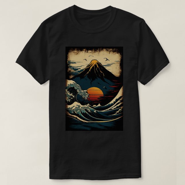 Great Wave of Kanagawa Japanese Style T-Shirt (Design Front)
