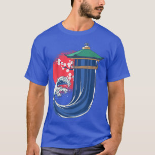 Great Wave of Kanagawa Letter J Japan Cherry Bloss T-Shirt