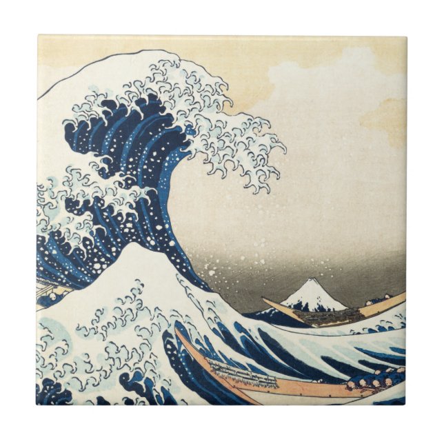 Great Wave Off Kanagawa by Hokusai Japanese Art Tile (Front)