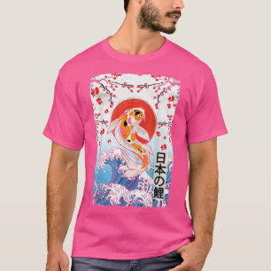 Great Wave off Kanagawa Cherry Blossom Koi Fish T-Shirt
