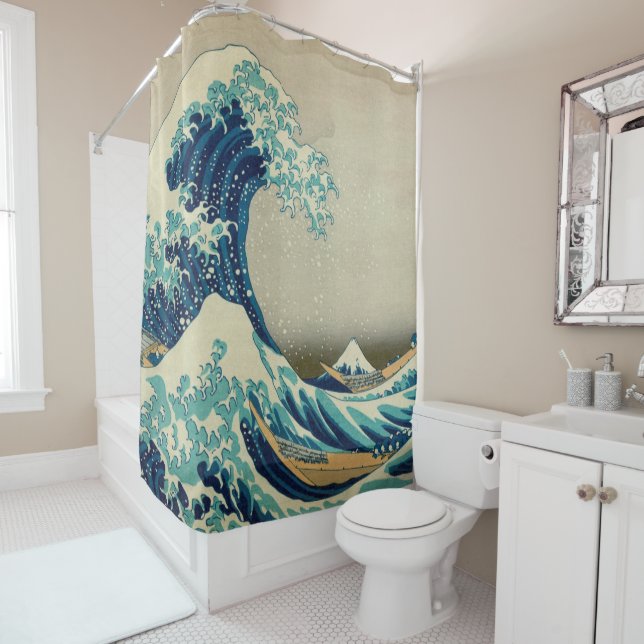 Great Wave off Kanagawa Hokusai famous wave Japan Shower Curtain (In Situ)