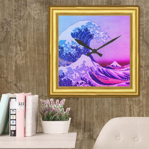 Great Wave off Kanagawa, Hokusai, Japan, Framed Square Wall Clock