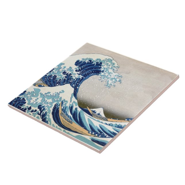 Great Wave Off Kanagawa Hokusai Japanese Fine Art Tile (Side)