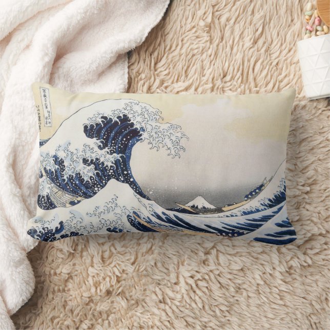 Great Wave off Kanagawa Hokusai Lumbar Cushion (Blanket)