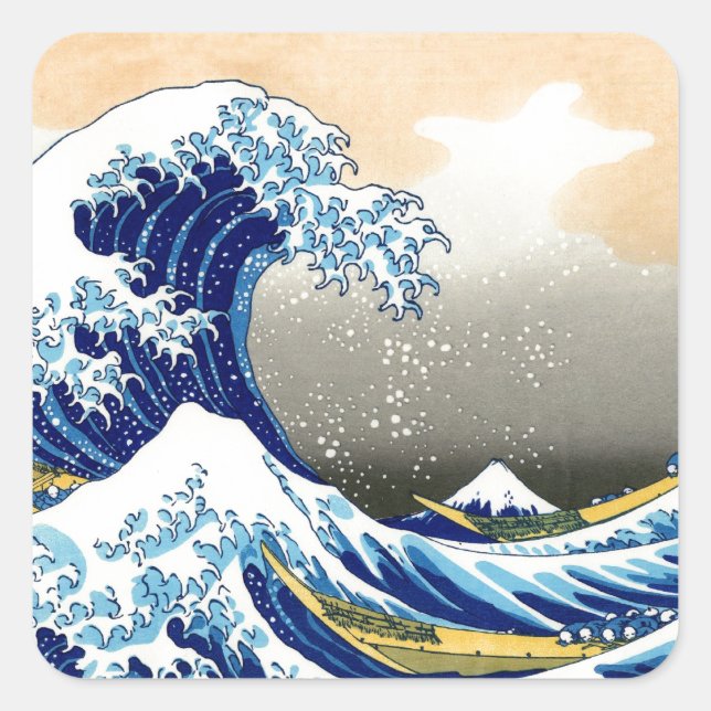 Great Wave off Kanagawa ~ Hokusai Square Sticker (Front)