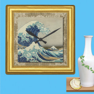 Great Wave off Kanagawa, Japan, Framed Canvas Square Wall Clock