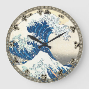 Great Wave off Kanagawa, Japanese Art, Hokusai Large Clock