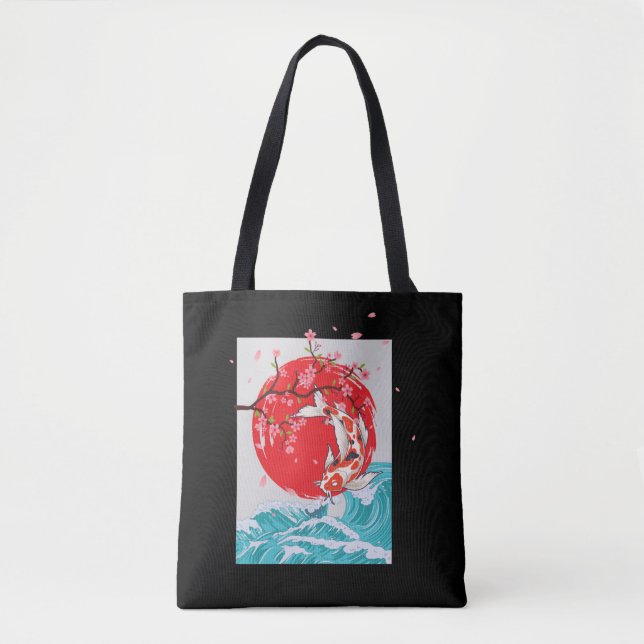 Great Wave off Kanagawa Japanese Fish Carp Koi Tote Bag (Front)