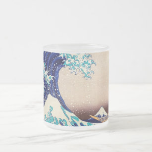 Great Wave Off Kanagawa Japanese Vintage Fine Art Frosted Glass Coffee Mug