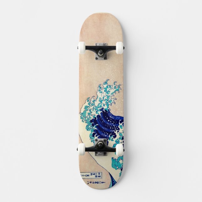 Great Wave Off Kanagawa Japanese Vintage Print Art Skateboard (Front)