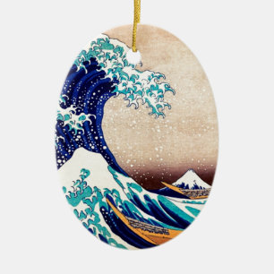 Great Wave Off Kanagawa Japanese Woodblock Print Ceramic Tree Decoration