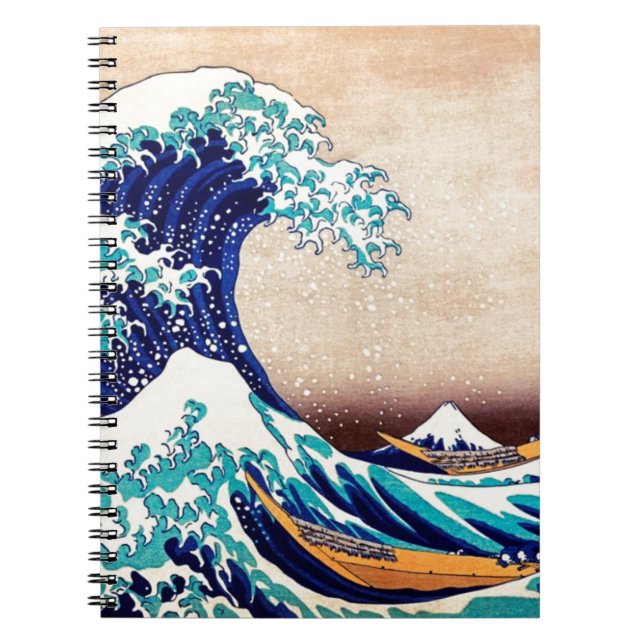 Great Wave Off Kanagawa Japanese Woodblock Print Notebook (Front)