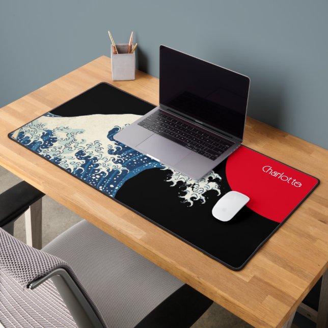 Great Wave Off Kanagawa Modern Twist Personalised Desk Mat (Office 2)
