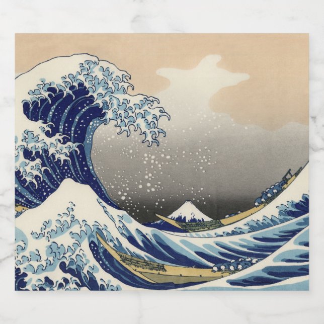 Great Wave off Kanagawa & Mount Fuji Japan Sea Beer Bottle Label (Single Label)