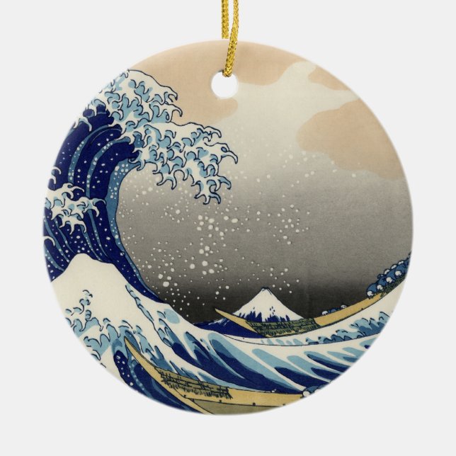 Great Wave off Kanagawa & Mount Fuji Japan Sea Ceramic Tree Decoration (Front)