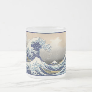 Great Wave off Kanagawa & Mount Fuji Japan Sea Frosted Glass Coffee Mug