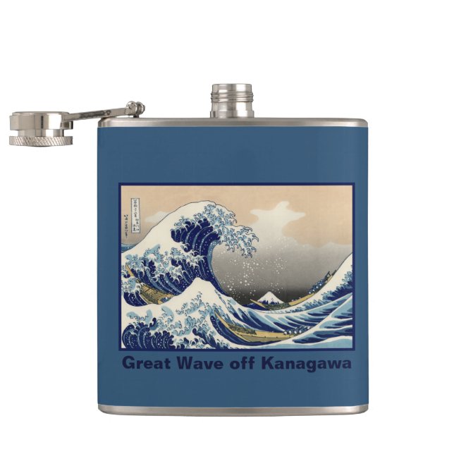 Great Wave off Kanagawa & Mount Fuji Japan Sea Hip Flask (Opened)