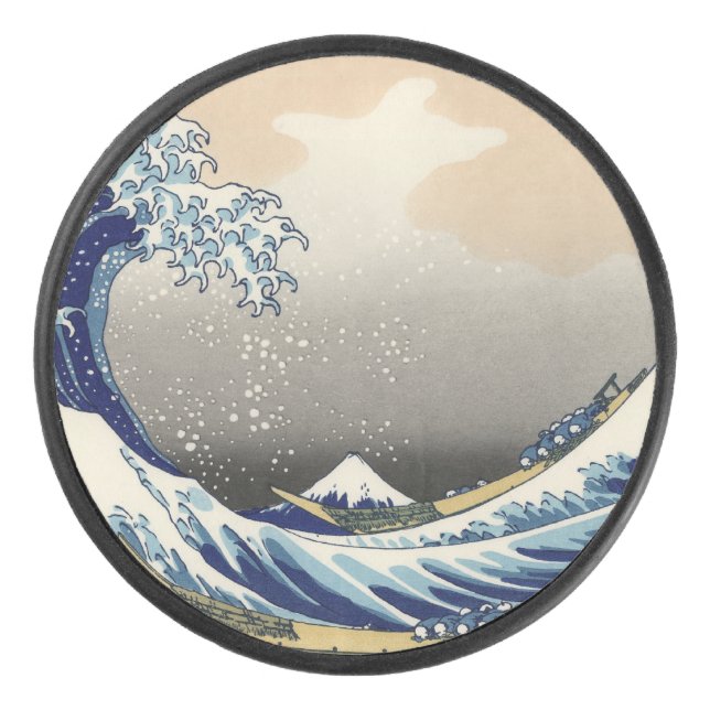 Great Wave off Kanagawa & Mount Fuji Japan Sea Hockey Puck (Front)