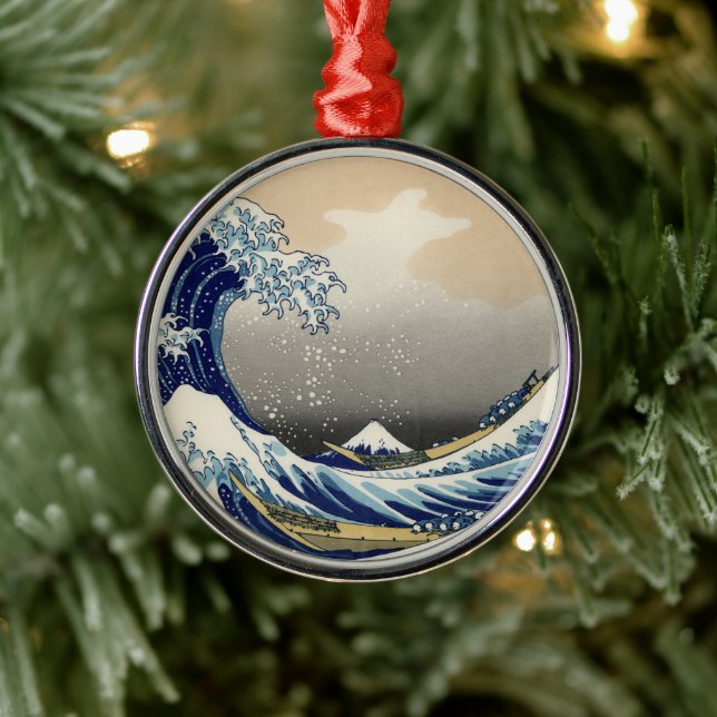 Great Wave off Kanagawa & Mount Fuji Japan Sea Metal Tree Decoration (Tree)
