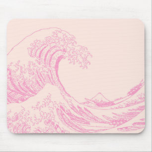 Great Wave off Kanagawa Pink Aesthetic Mouse Mat