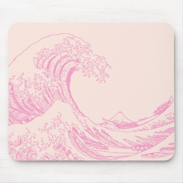Great Wave off Kanagawa Pink Aesthetic Mouse Mat (Front)