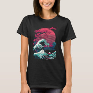 Great Wave off Kanagawa Retro Glitch Aesthetic Vap T-Shirt
