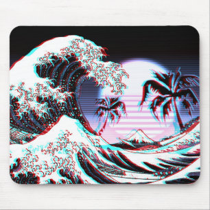 Great Wave off Kanagawa Vaporwave Vintage Retro Mouse Mat