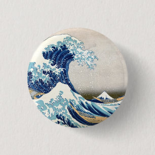 Great Wave Off Kanagawa Vintage Japanese Fine 3 Cm Round Badge