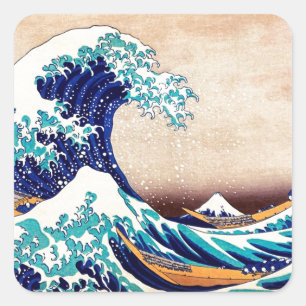 Great Wave Off Kanagawa Vintage Japanese Print Art Square Sticker