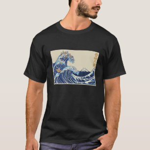 Great Wave Off Kanagawa with Cats Aesthetic Kanji T-Shirt