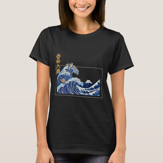 Great Wave Off Kanagawa With The Aesthetic Kanji O T-Shirt (Front)