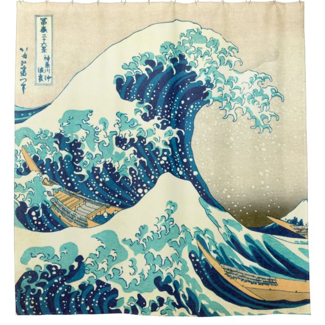 Great Wave off Kangawa by Hokusai Shower Curtain (Front)