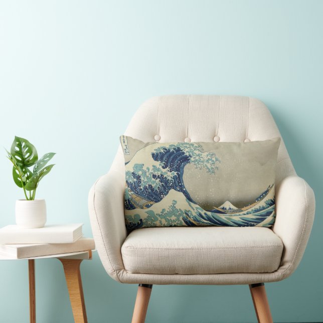 Great Wave Off the Coast of Kanagawa by Hokusai Lumbar Cushion (Chair)
