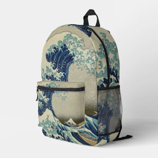 Great Wave Off the Coast of Kanagawa by Hokusai Printed Backpack (Back Corner Right)