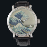 Great Wave Off the Coast of Kanagawa by Hokusai Watch<br><div class="desc">36 Views of Mount Fuji: The Great Wave Off the Coast of Kanagawa by Katsushika Hokusai from the Edo period, c. 1830. Traditional woodblock print. Vintage illustration fine art maritime design featuring a seascape of huge crashing tidal waves with boats of people and Mount Fuji in the distance. Although assumed...</div>