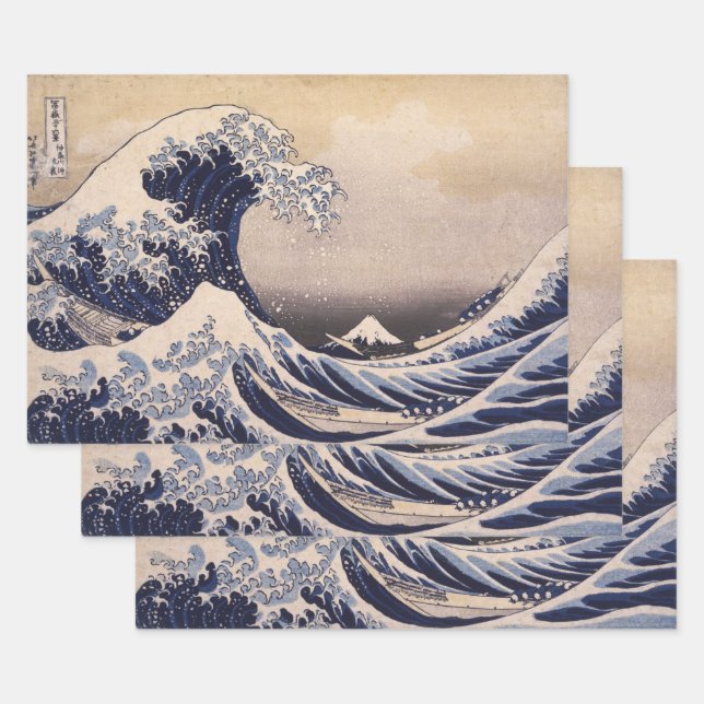 Great Wave Off the Coast of Kanagawa by Hokusai Wrapping Paper Sheet (Set)