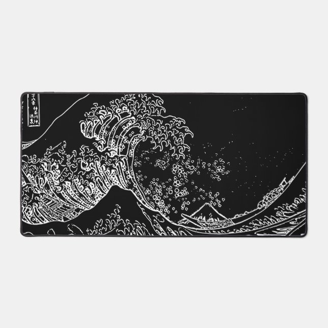 Great Wave Outline Black and White Mouse Pad (Front)
