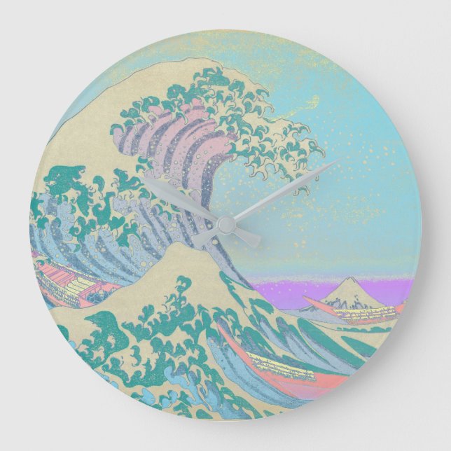 Great Wave Pastel Clock (Front)
