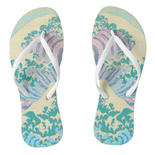 Great Wave Pastel Flip Flops