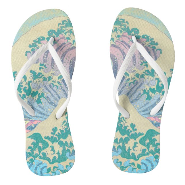 Great Wave Pastel Flip Flops (Footbed)