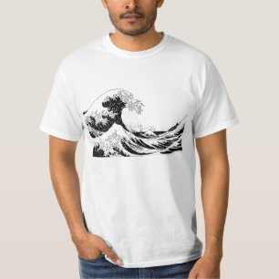 "Great Wave" T-Shirt, Black and White Size L T-Shirt