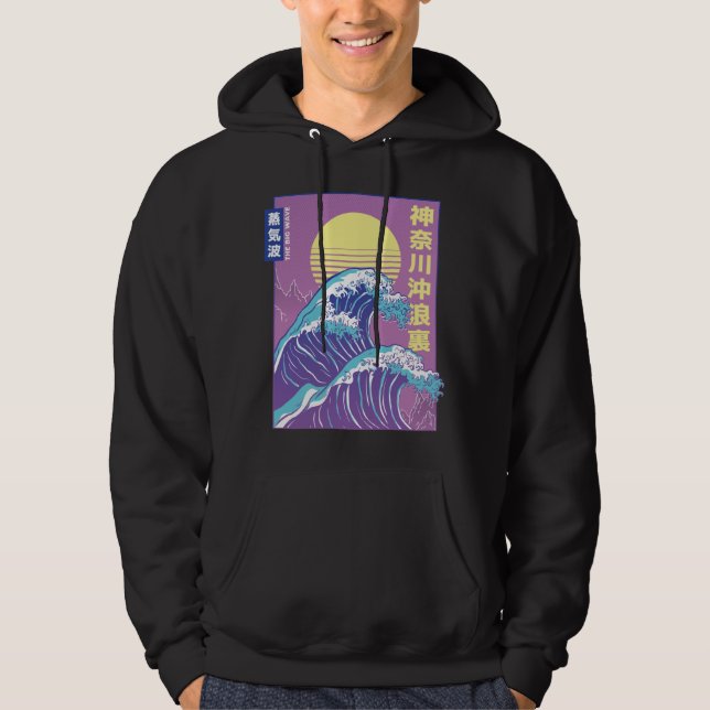 Great Wave Vaporwave Kanagawa Hoodie (Front)
