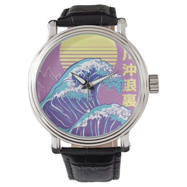 Great Wave Vaporwave Kanagawa Watch (Front)