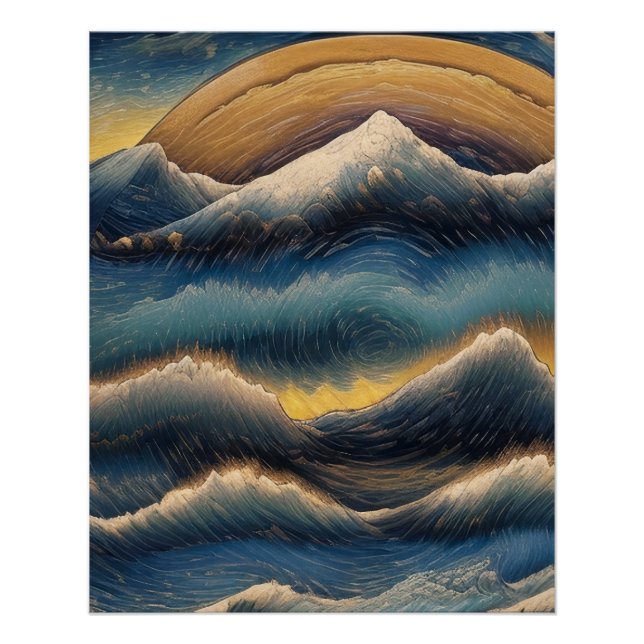 Great waves of kanagawa vintage painting, wave poster (Front)