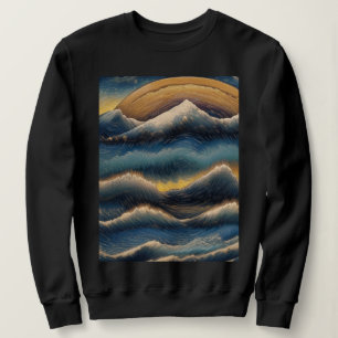 Great waves of kanagawa vintage painting, wave sweatshirt