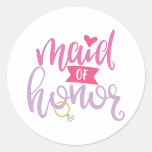 Great Wedding Design Maid Of Honour Classic Round Sticker
