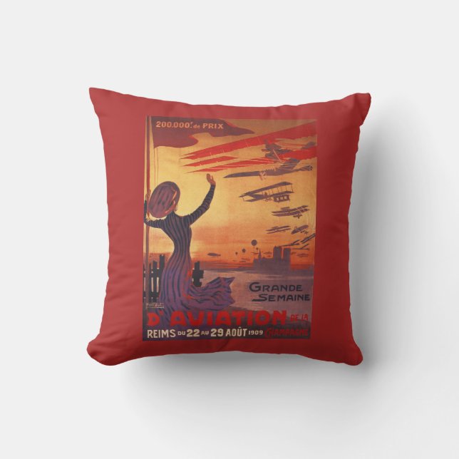 Great Week of Aviation - Woman Waving Poster Cushion (Front)
