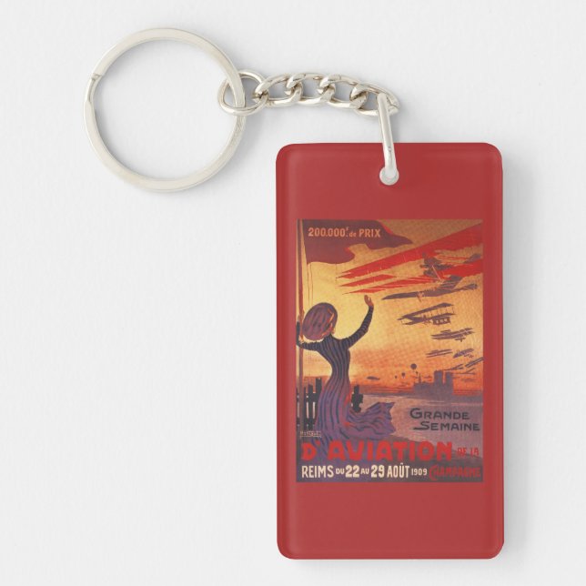Great Week of Aviation - Woman Waving Poster Key Ring (Front)